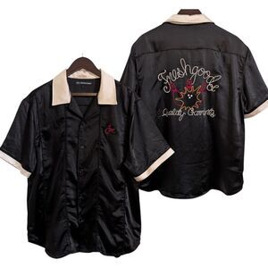 JOE FRESHGOODS JFG Quality Garments Black & Beige Bowling Shirt | Men's Large